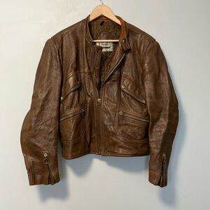 Yamaha Brown Bomber Leather Jacket